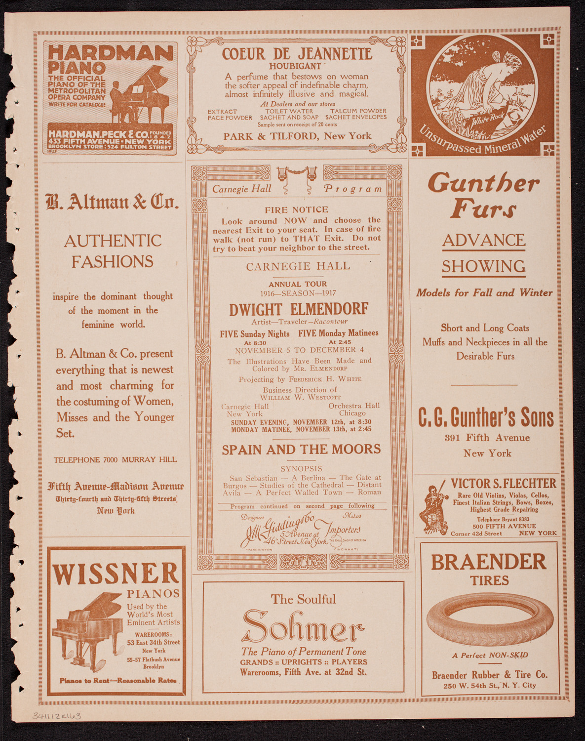 Elmendorf Lecture: Spain, November 12, 1916, program page 5
