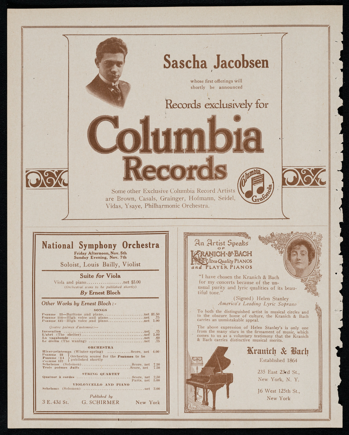 National Symphony Orchestra, November 7, 1920, program page 6