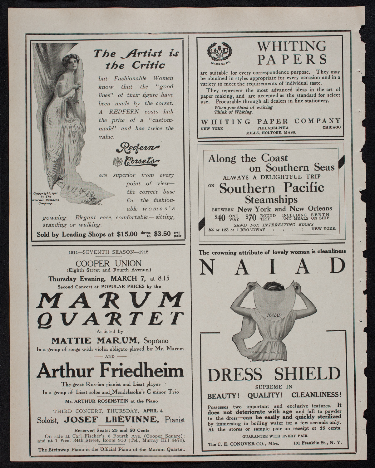 New York Philharmonic, March 1, 1912, program page 2