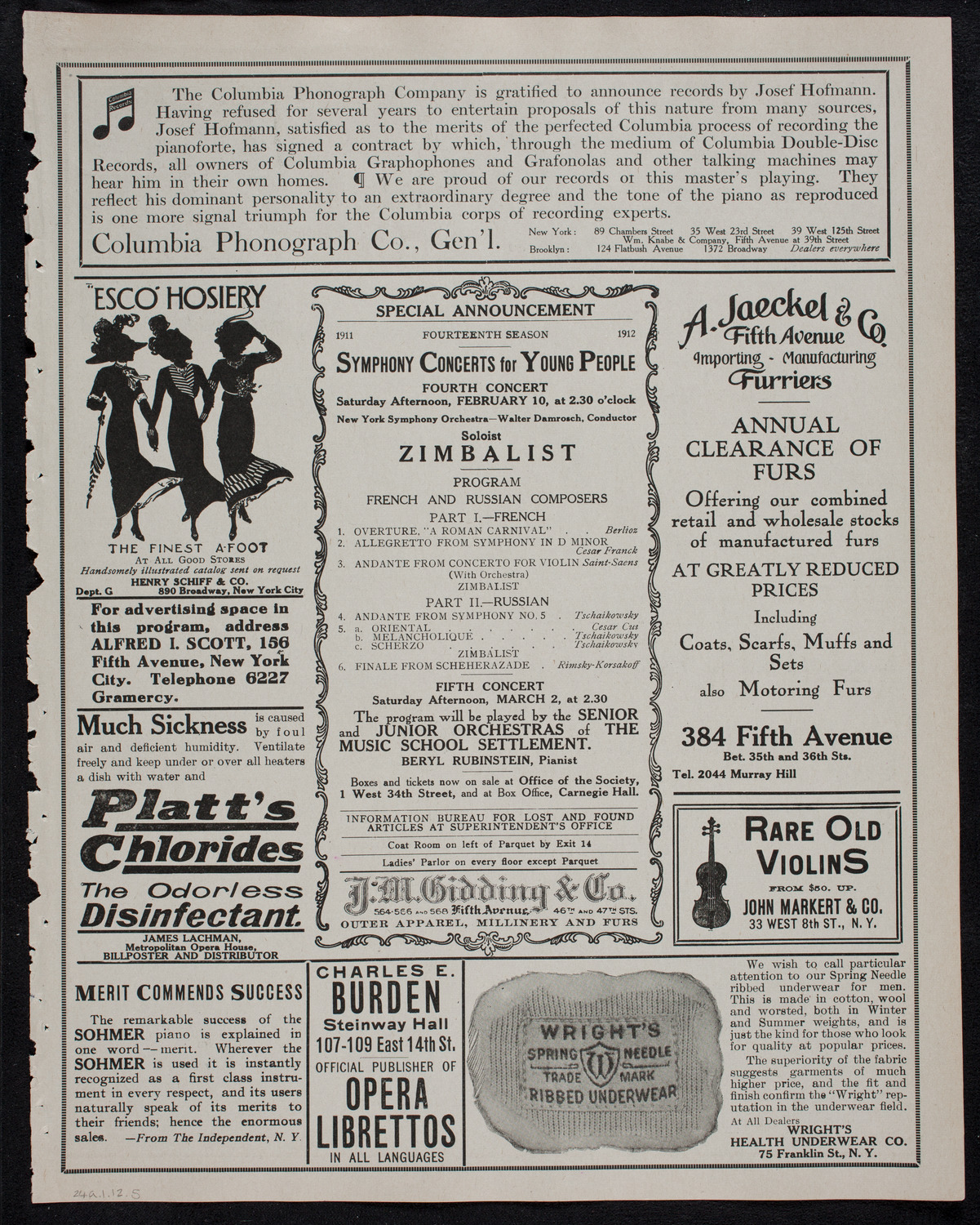 Elena Gerhardt, Soprano, January 24, 1912, program page 9