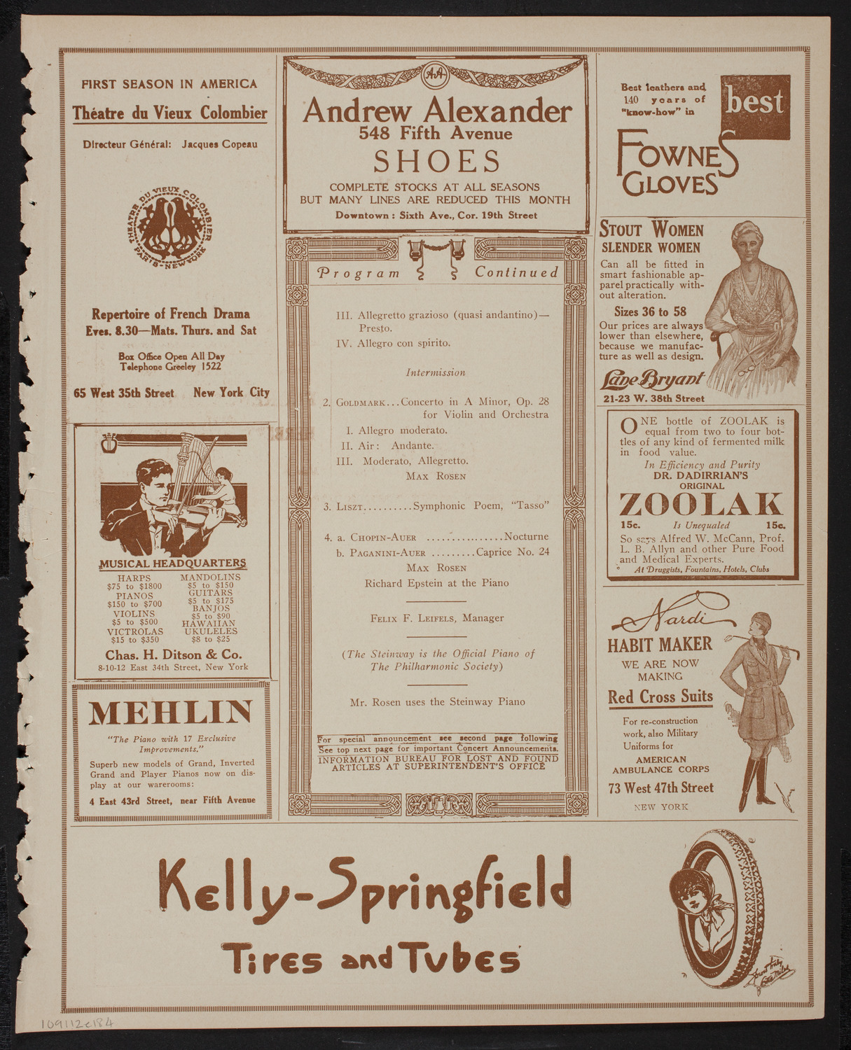 New York Philharmonic, January 12, 1918, program page 7