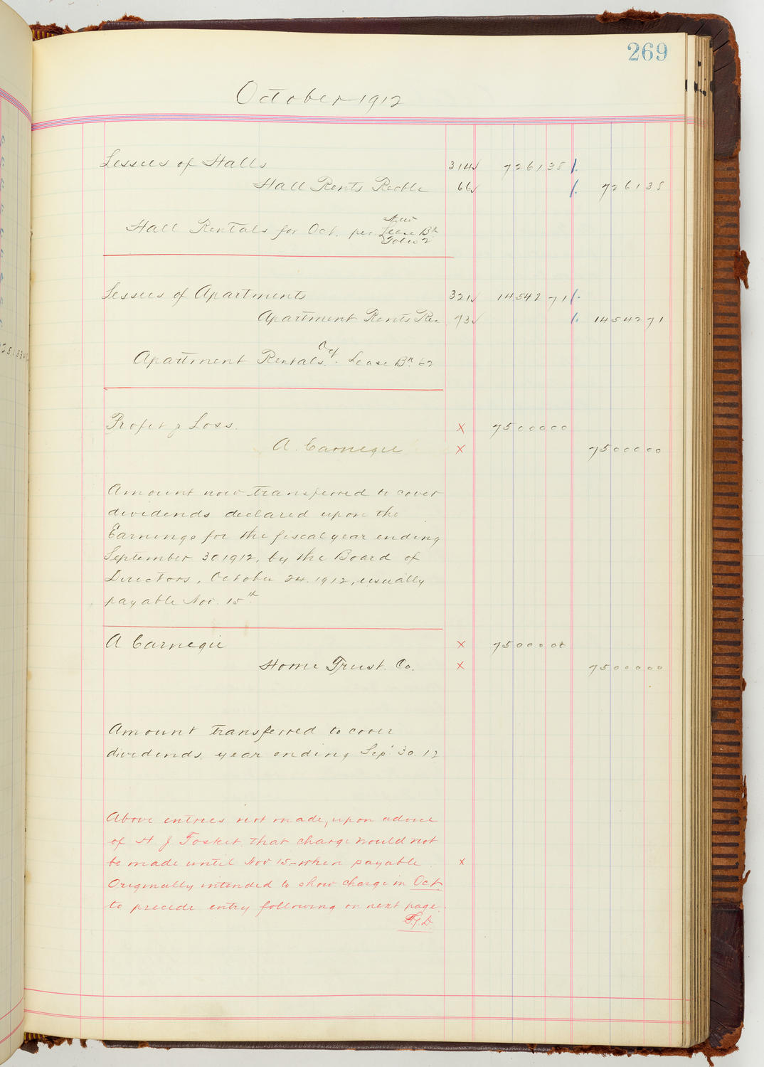 Music Hall Accounting Ledger Journal, volume 7, page 269