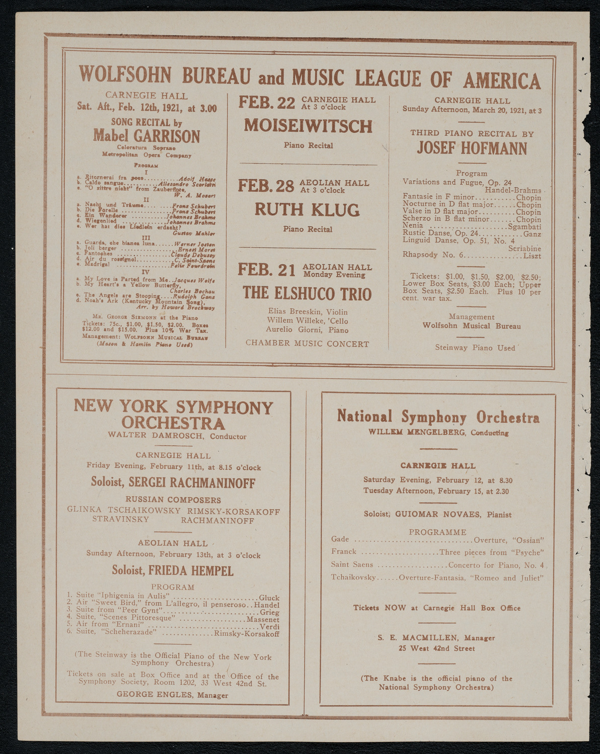 New York Symphony Orchestra, February 10, 1921, program page 8