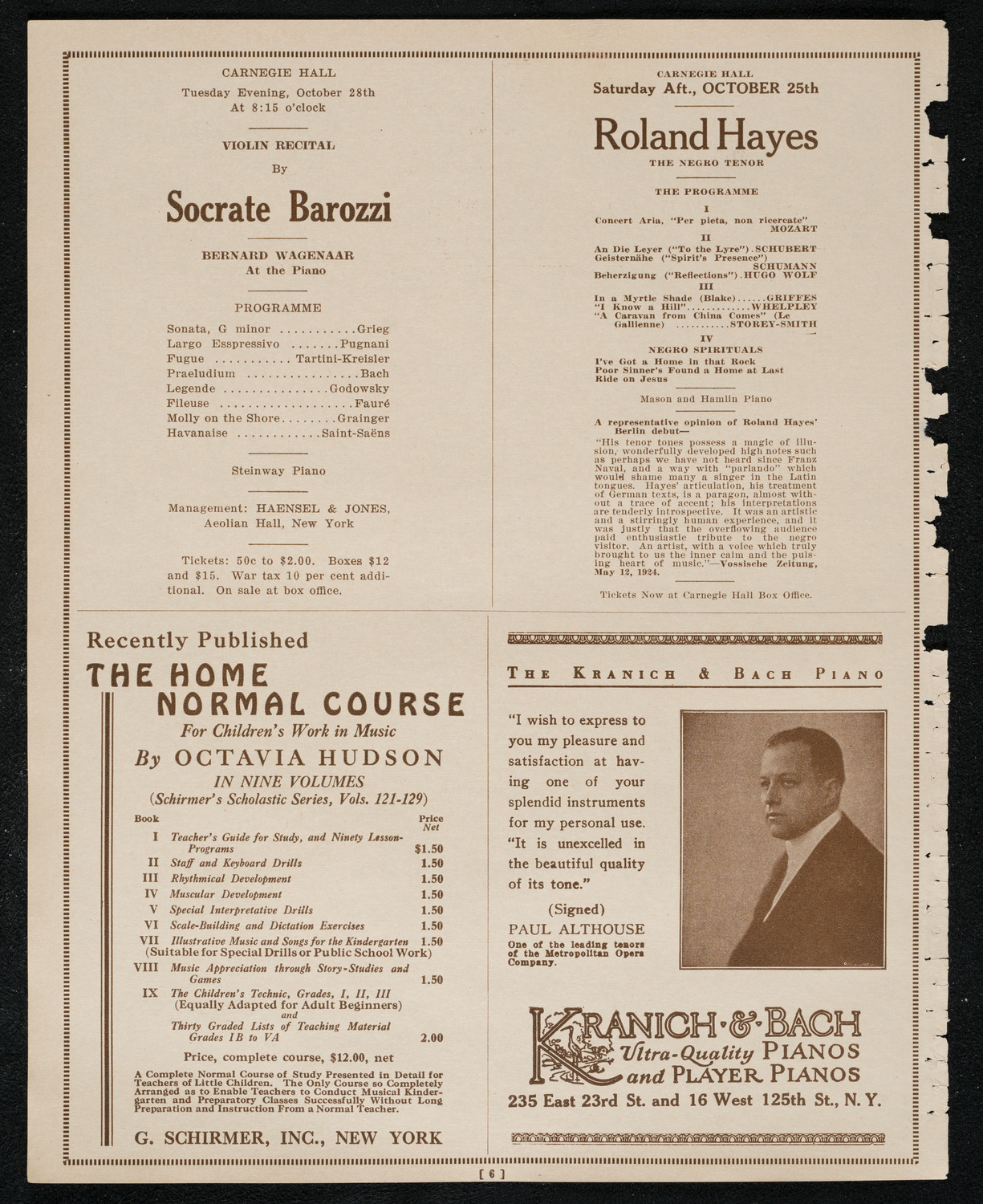 Bernardo Olshanky, Baritone, assisted by Helen Jeffrey, October 11, 1924, program page 6