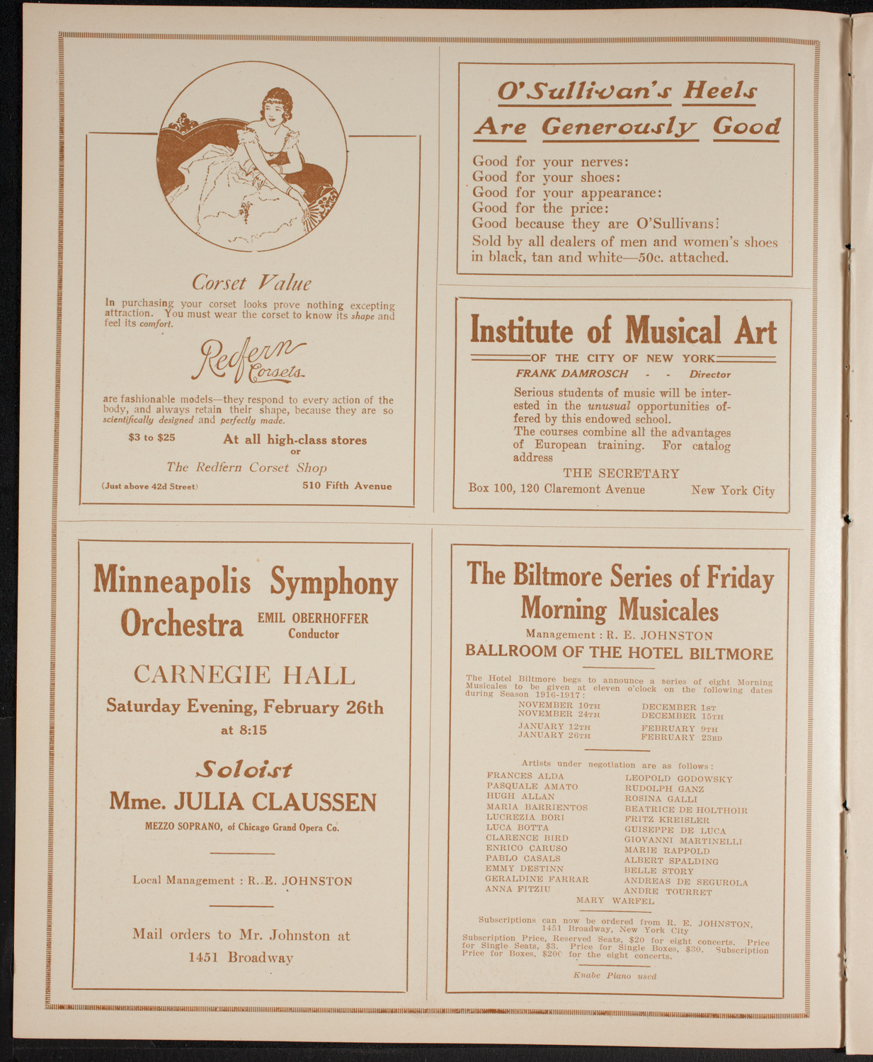 New York Philharmonic, February 25, 1916, program page 2