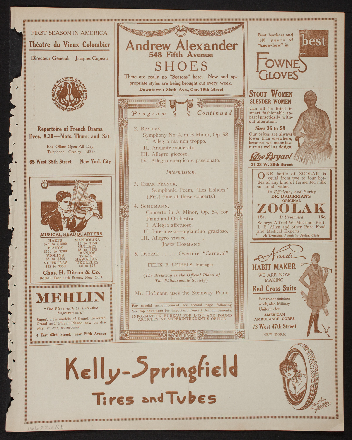 New York Philharmonic, February 21, 1918, program page 7