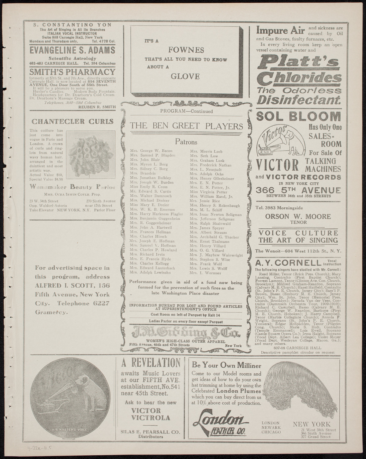 Shakespeare Birthday Festival: The Ben Greet Players and The Volpe Symphony Orchestra, April 22, 1911, program page 9