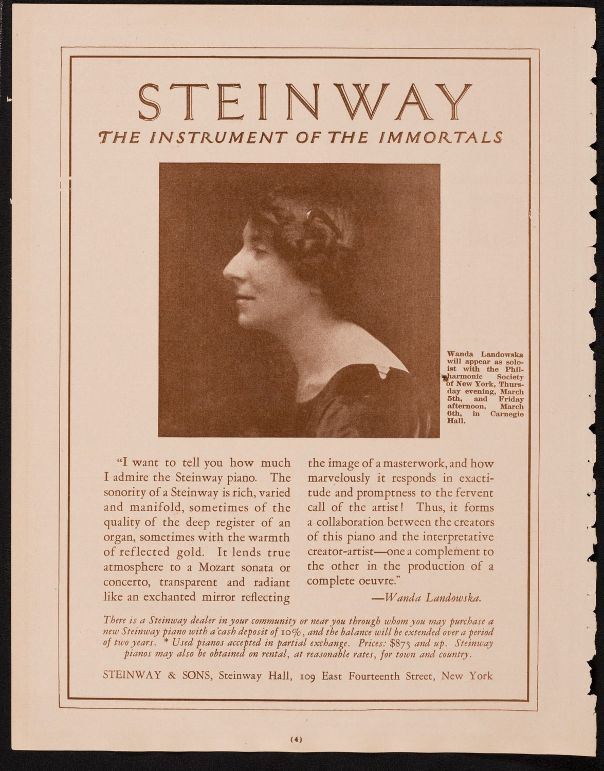 Schola Cantorum of New York, February 24, 1925, program page 4