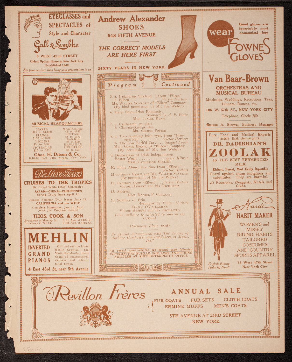 Irish Republic Anniversary Concert: Clan-na-Gael and Cumann-na-mBan, Inc., April 8, 1917, program page 7