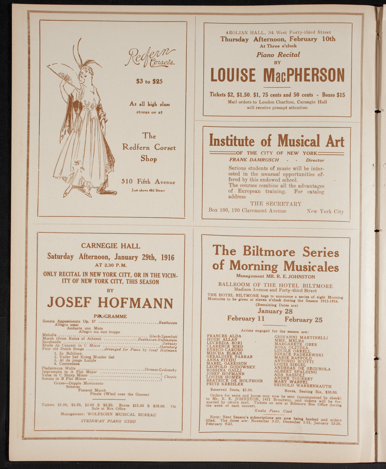 New York Philharmonic, January 27, 1916, program page 2