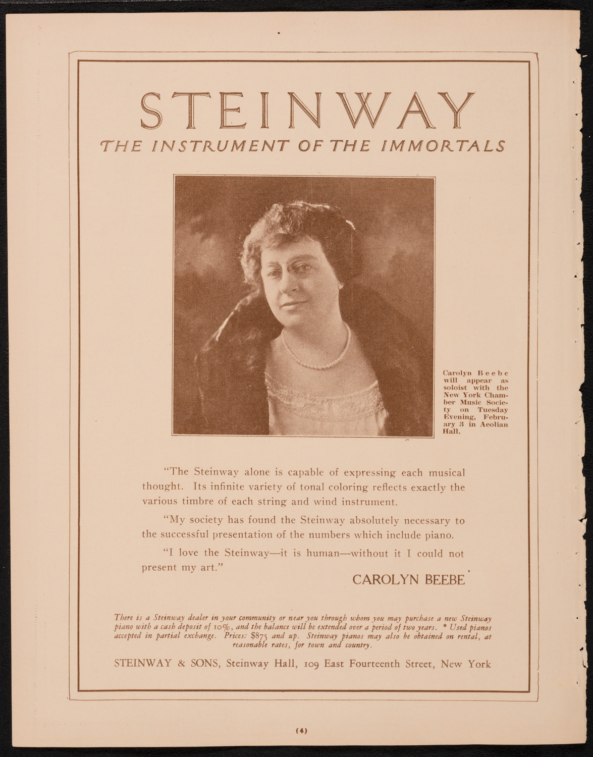Max Rosen, Violin, February 3, 1925, program page 4