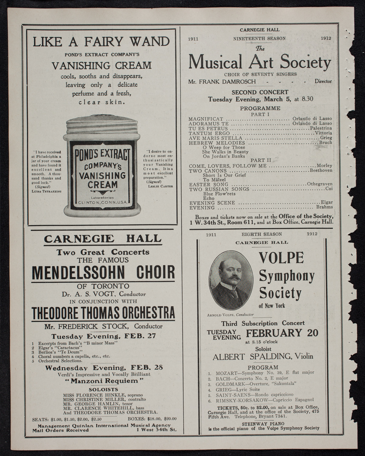 Karl Jörn, Tenor, February 13, 1912, program page 8