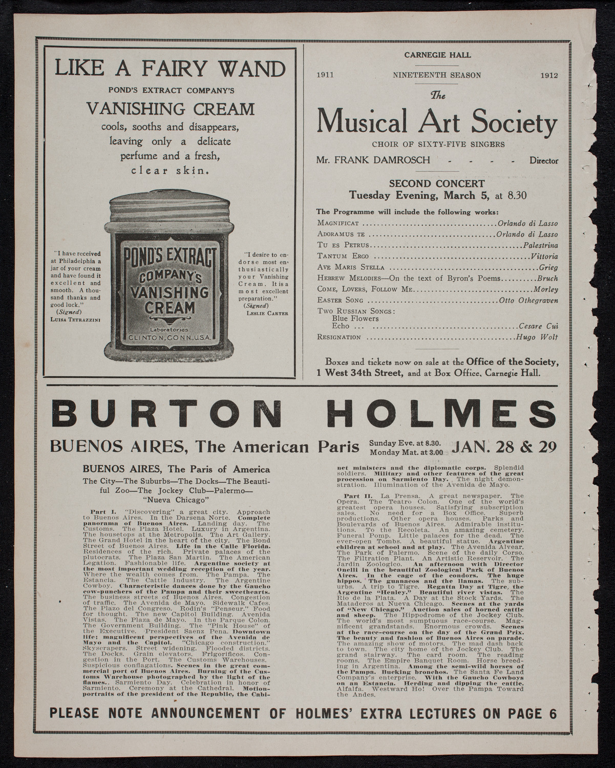 Burton Holmes Travelogue: South America, January 21, 1912, program page 8