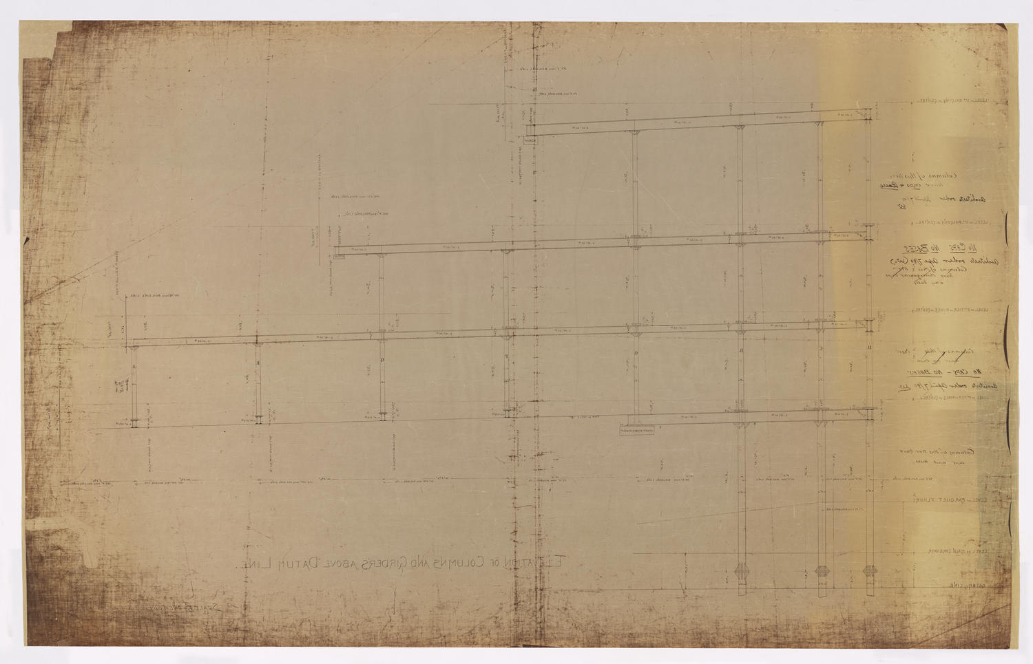 Elevation of columns and girders above datum line, April 7, 1890