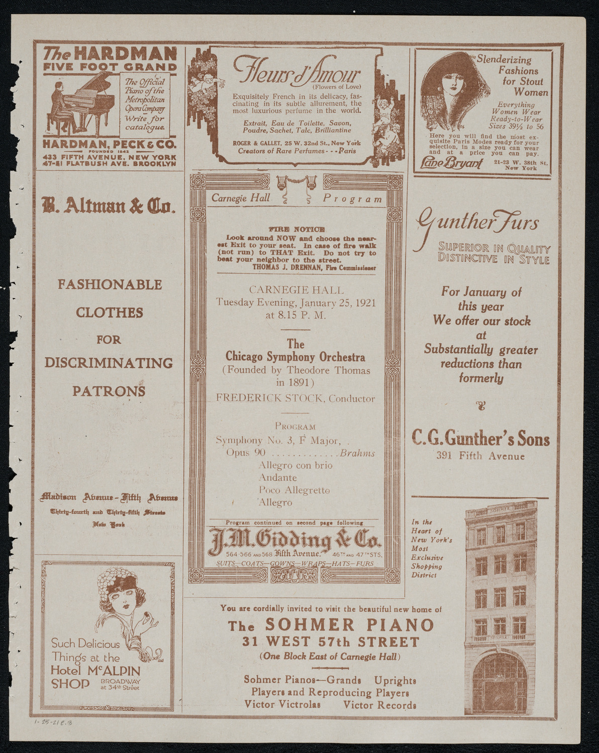 Chicago Symphony Orchestra, January 25, 1921, program page 5