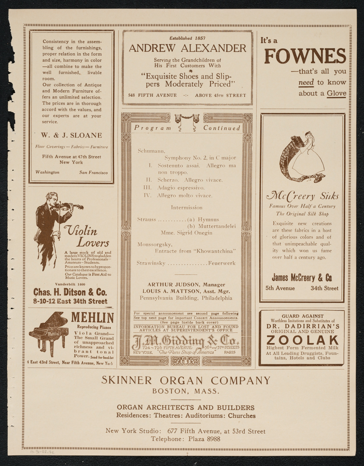 Philadelphia Orchestra, October 31, 1922, program page 7