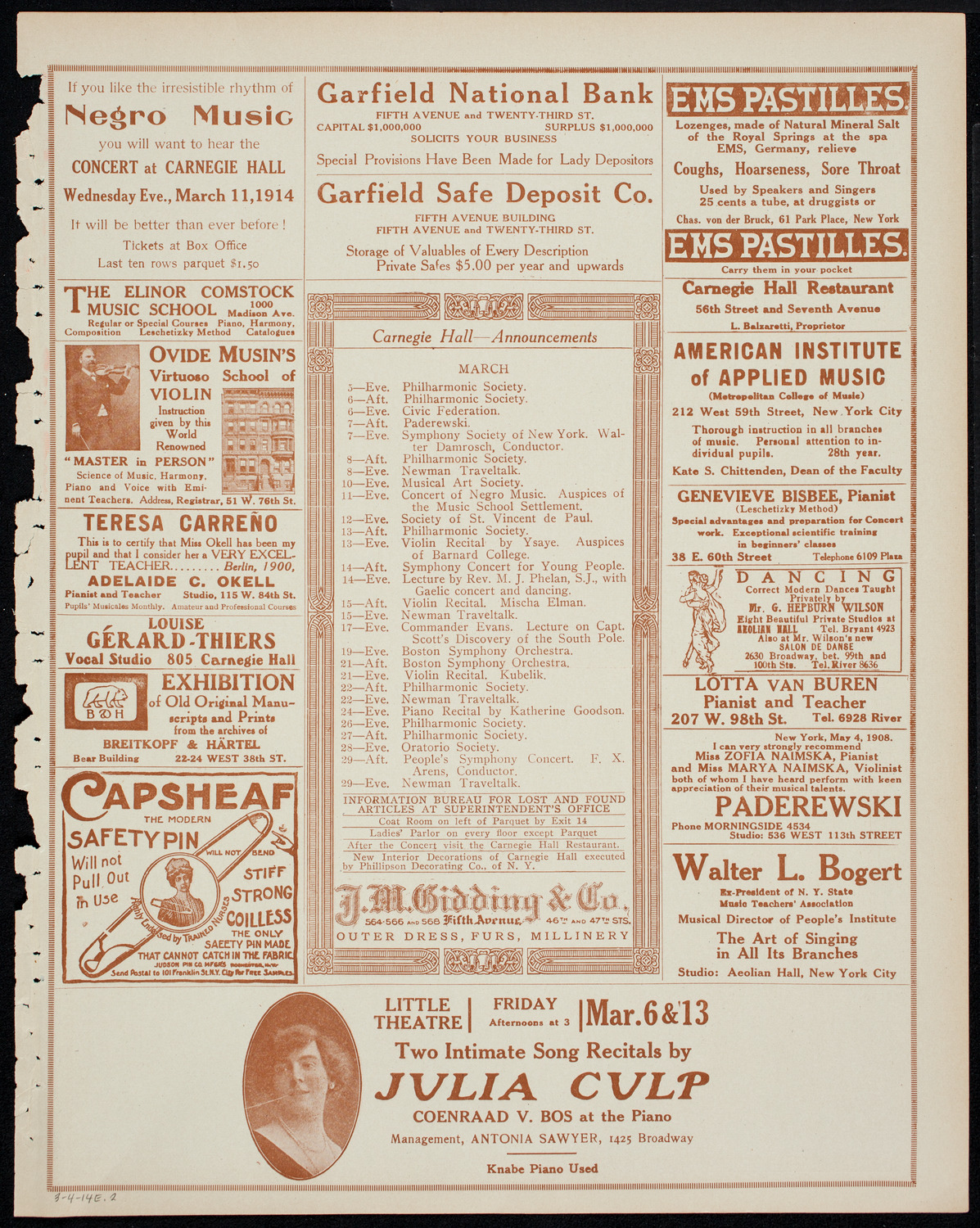 The Civic Forum, March 4, 1914, program page 3