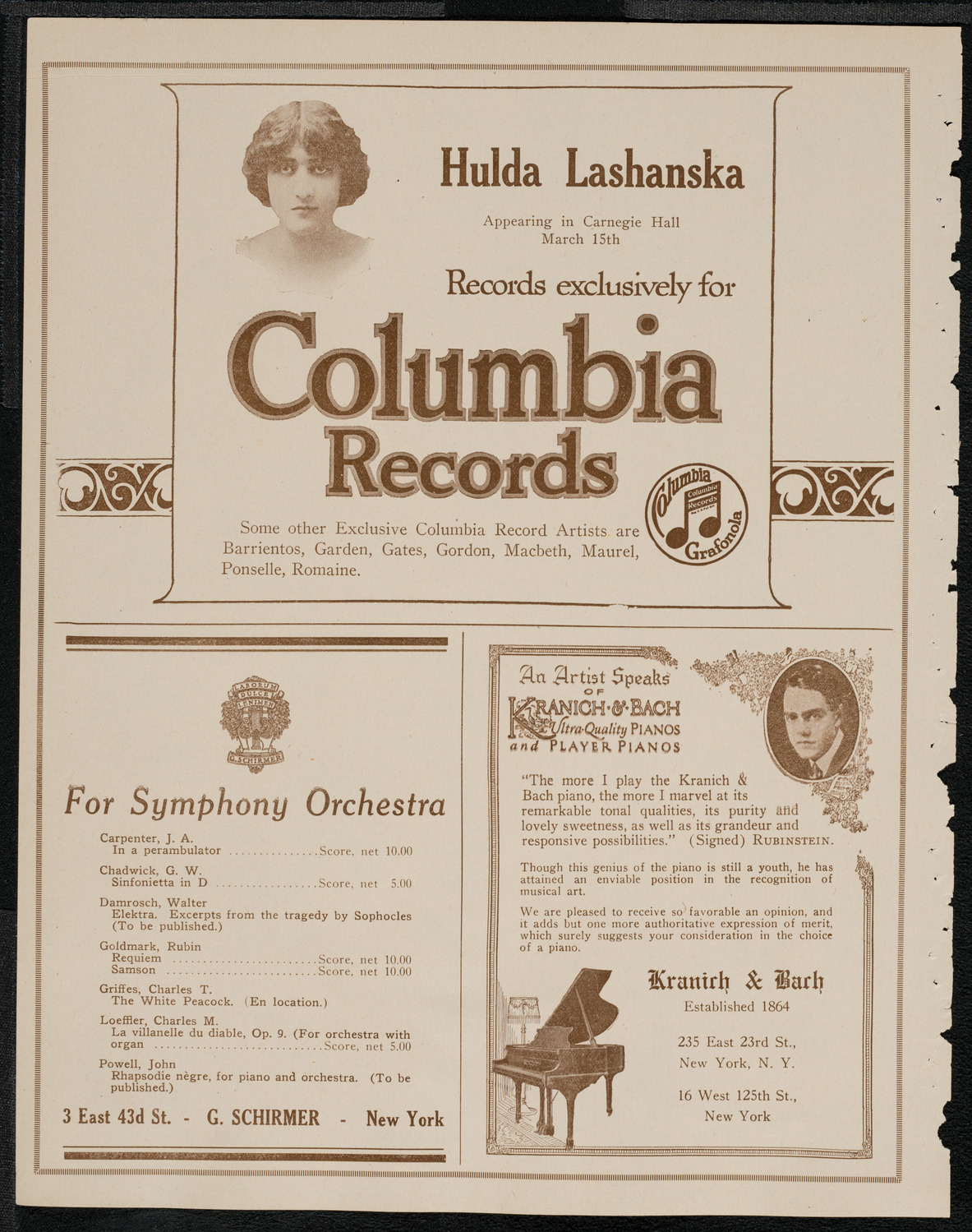 New York Philharmonic, March 13, 1921, program page 6