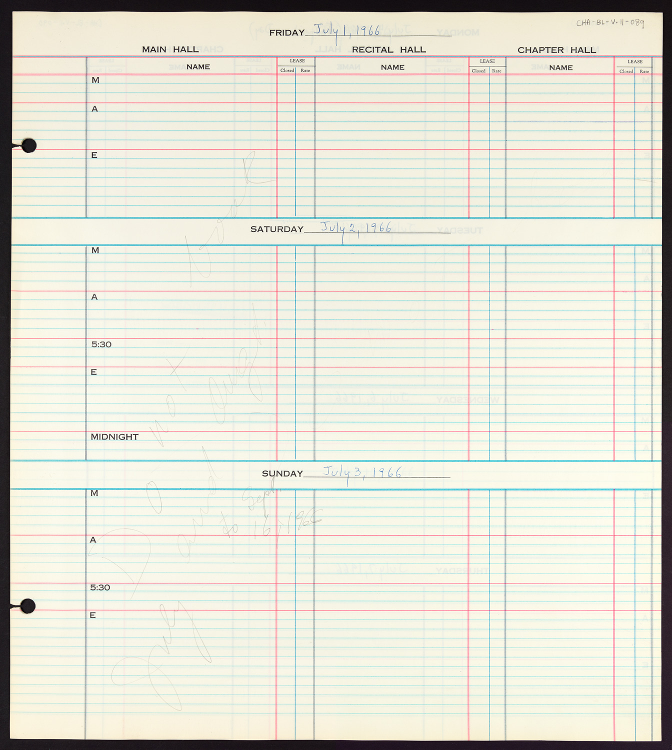 Carnegie Hall Booking Ledger, volume 11, page 89