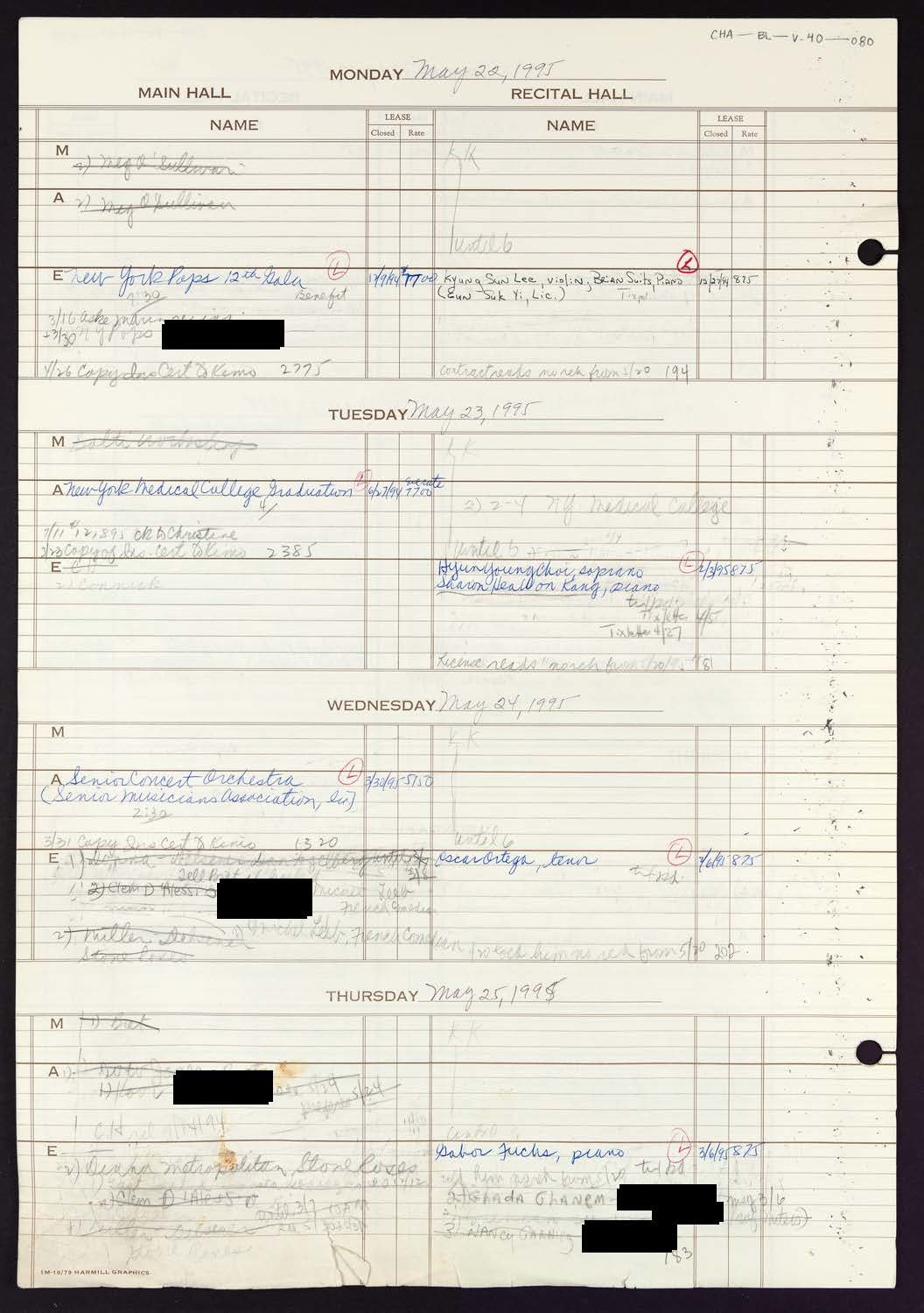 Carnegie Hall Booking Ledger, volume 40, page 80