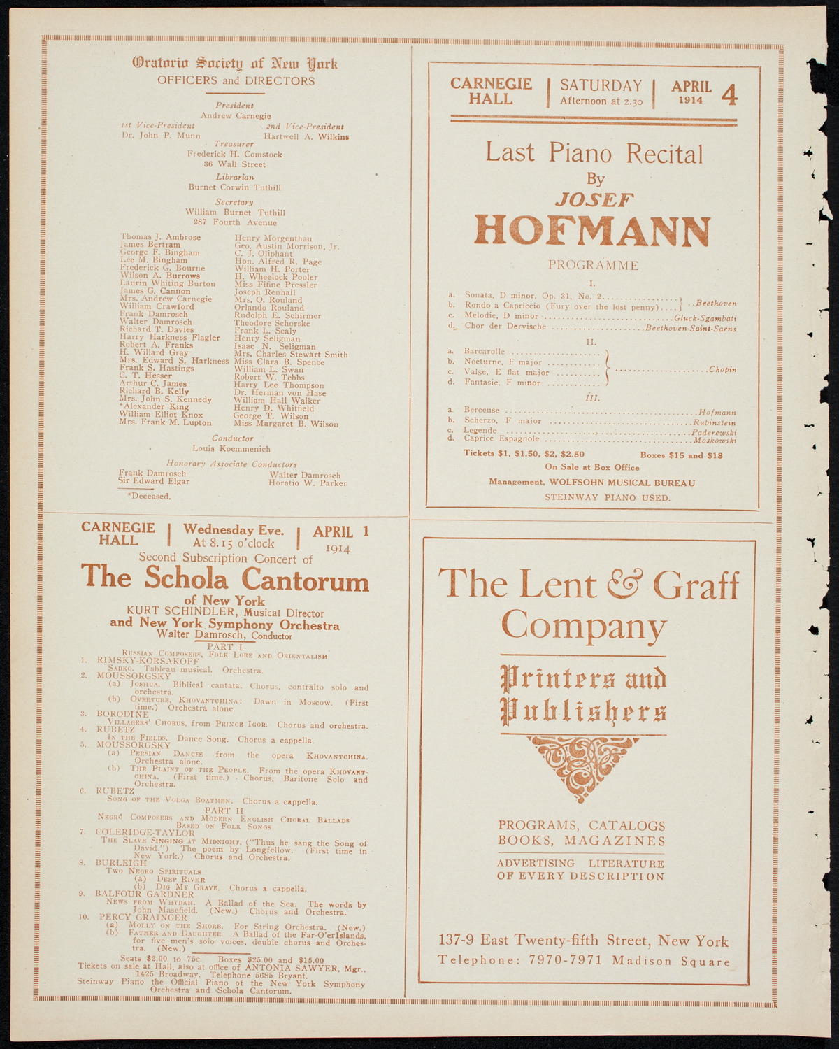 New York Philharmonic, March 27, 1914, program page 10