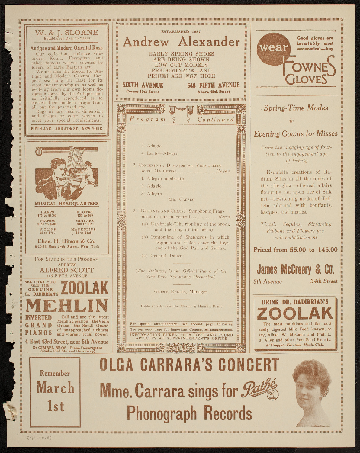 New York Symphony Orchestra, February 21, 1920, program page 7