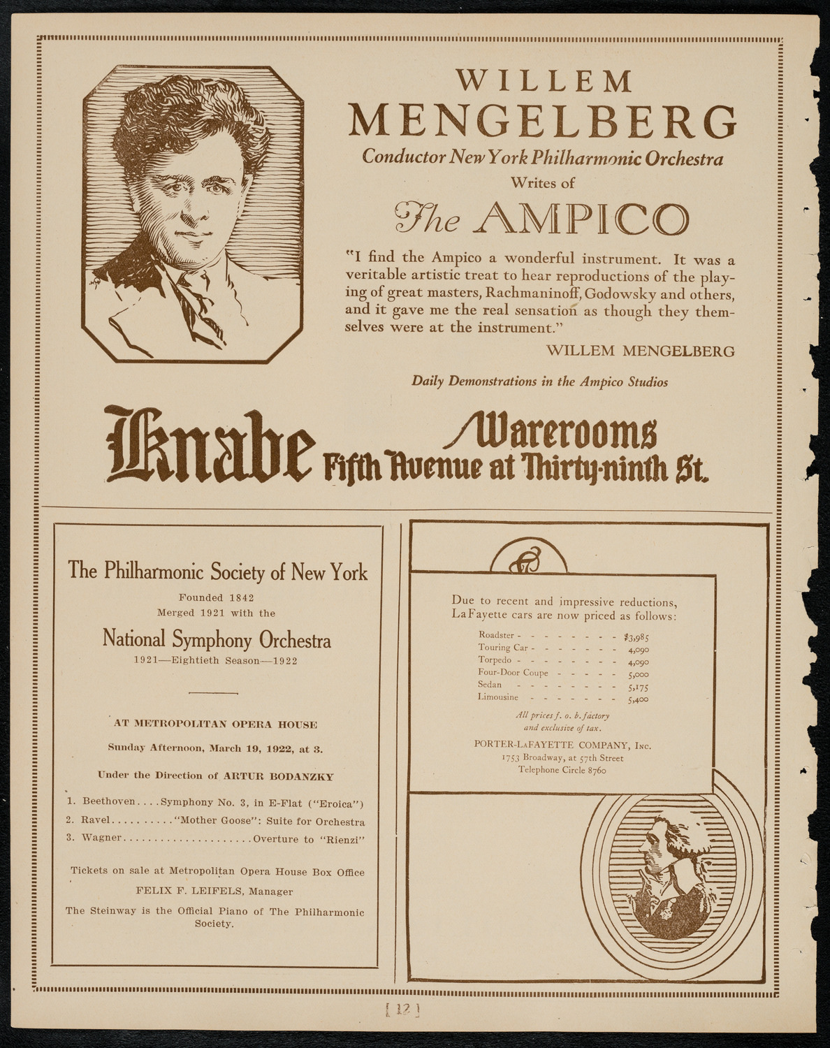 Philadelphia Orchestra, March 14, 1922, program page 12
