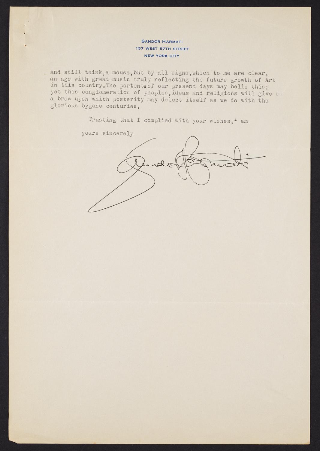 Correspondence from Sandor Harmati to David Ewen, page 2 of 2