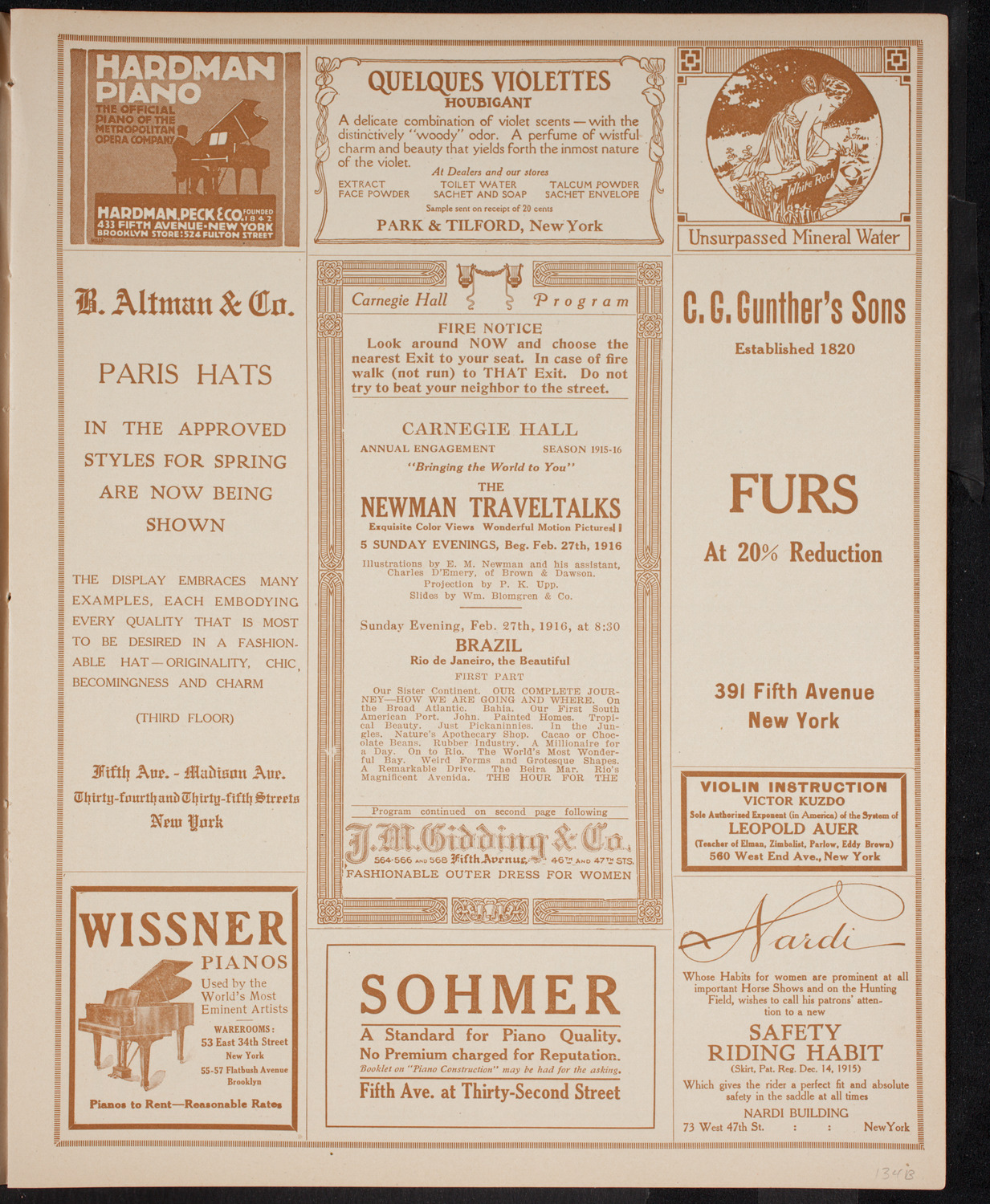 Newman Traveltalks: Brazil, February 27, 1916, program page 5