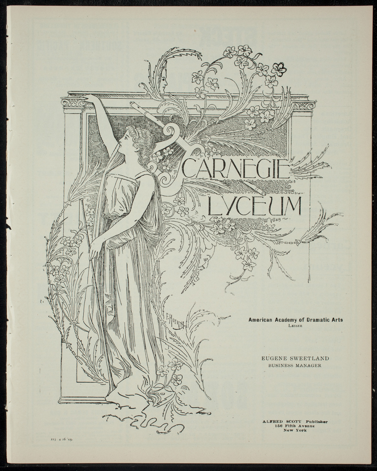 American Academy of Dramatic Arts Private Dress Rehearsal, April 26, 1905, program page 1