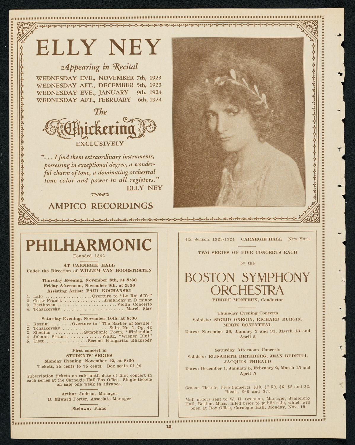 Paul Bernard, Violin, November 6, 1923, program page 12