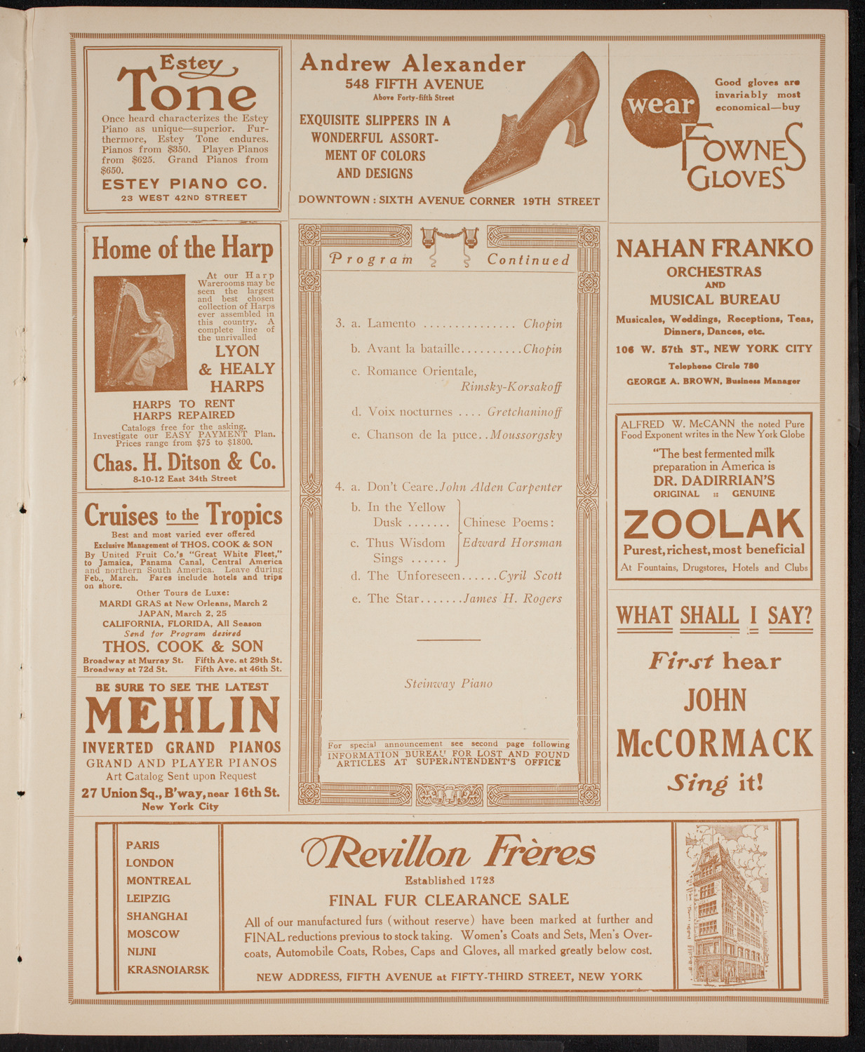 Oscar Seagle, Tenor, February 21, 1916, program page 7