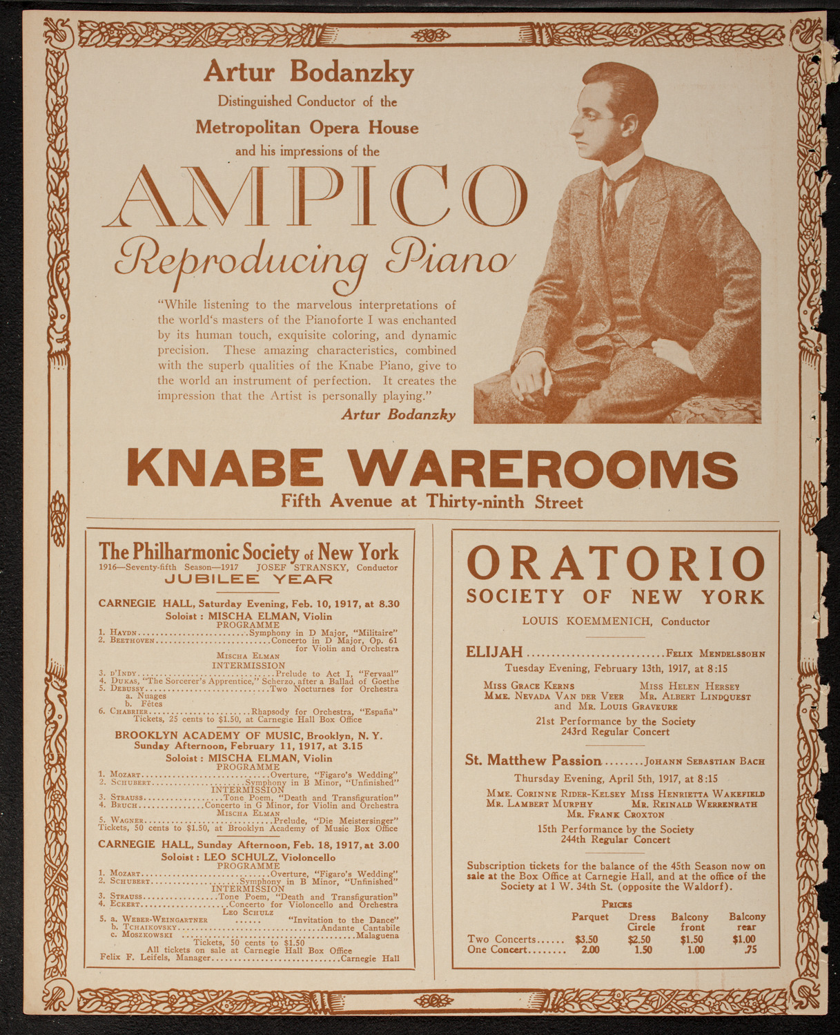 New York Philharmonic, February 9, 1917, program page 12