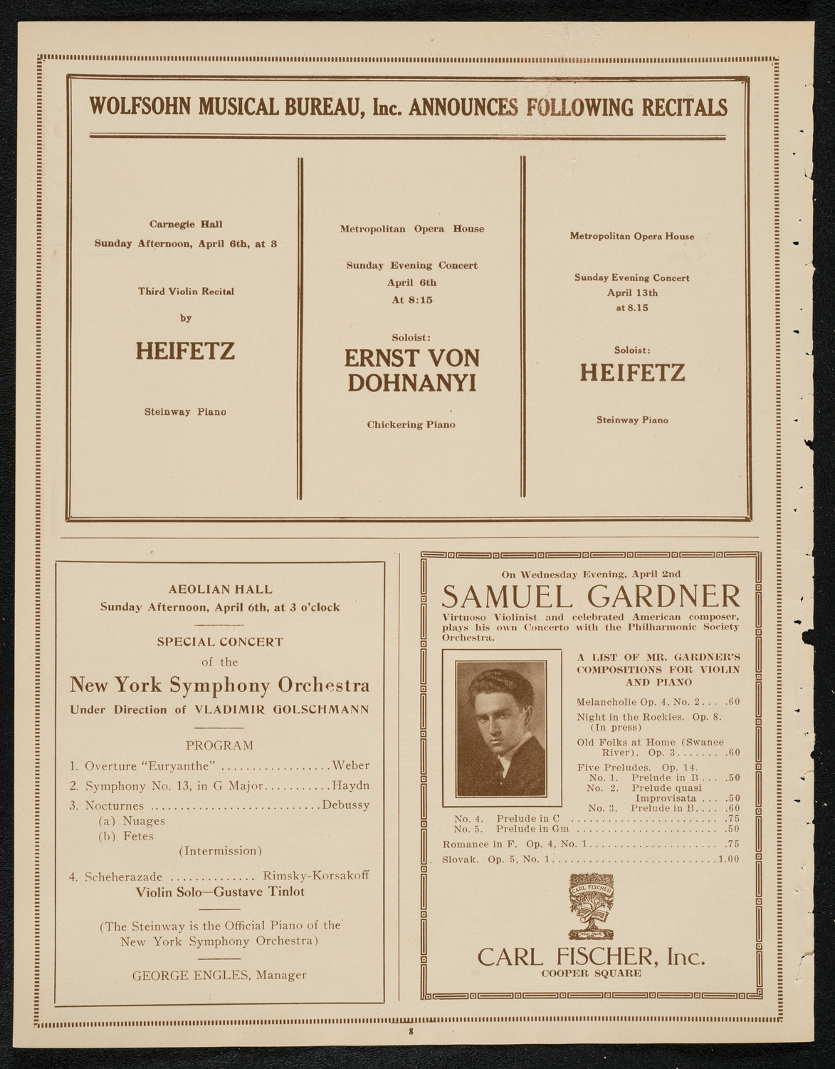 Boston Symphony Orchestra, April 3, 1924, program page 8