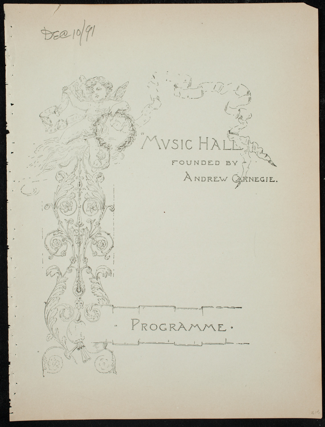 Rubinstein Club Private Concert, December 10, 1891, program page 1