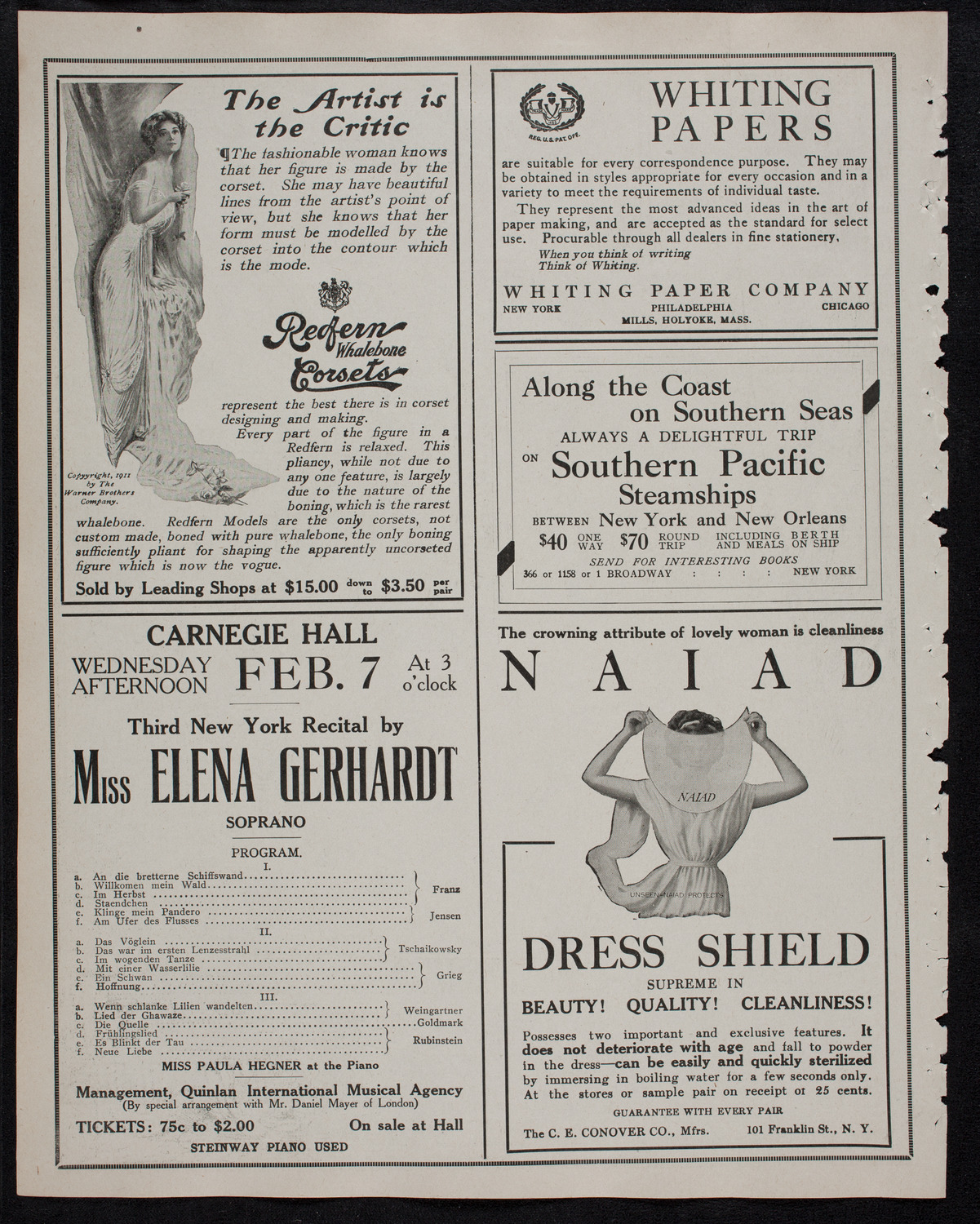 New York Philharmonic, February 4, 1912, program page 2