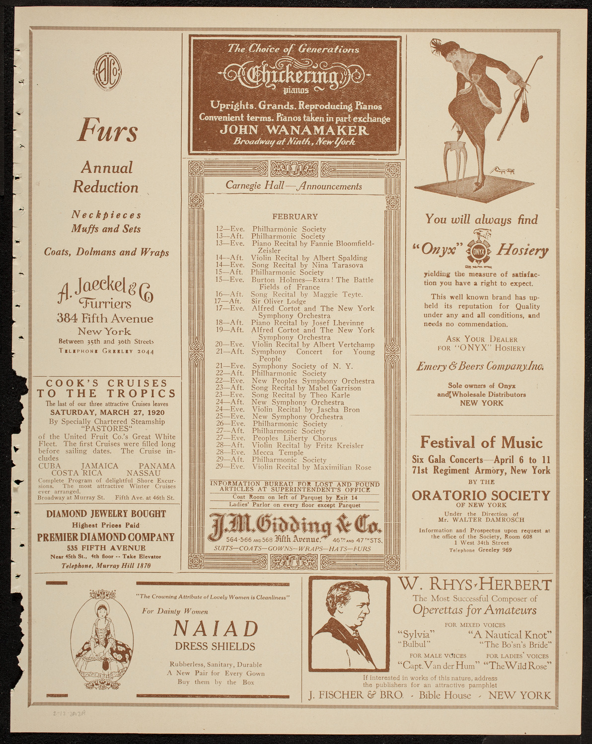 New York Symphony Orchestra, February 12, 1920, program page 3