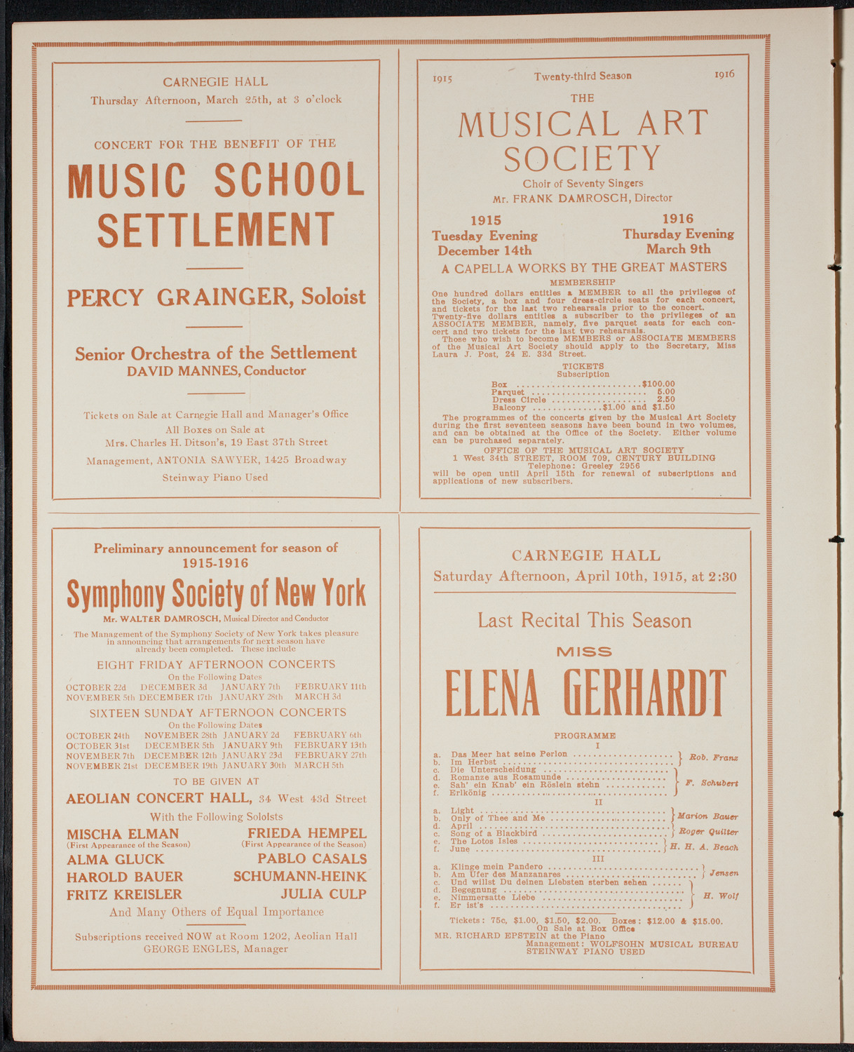 New York Philharmonic, March 21, 1915, program page 8