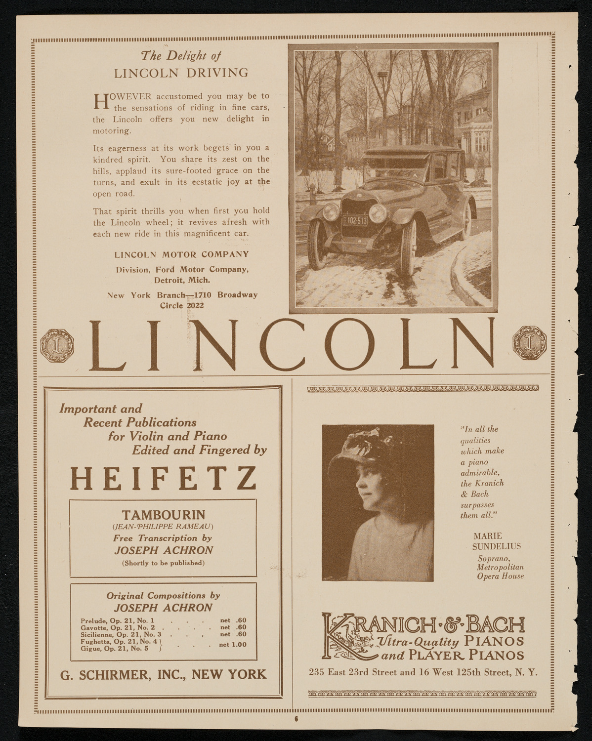 New York Philharmonic, January 5, 1924, program page 6