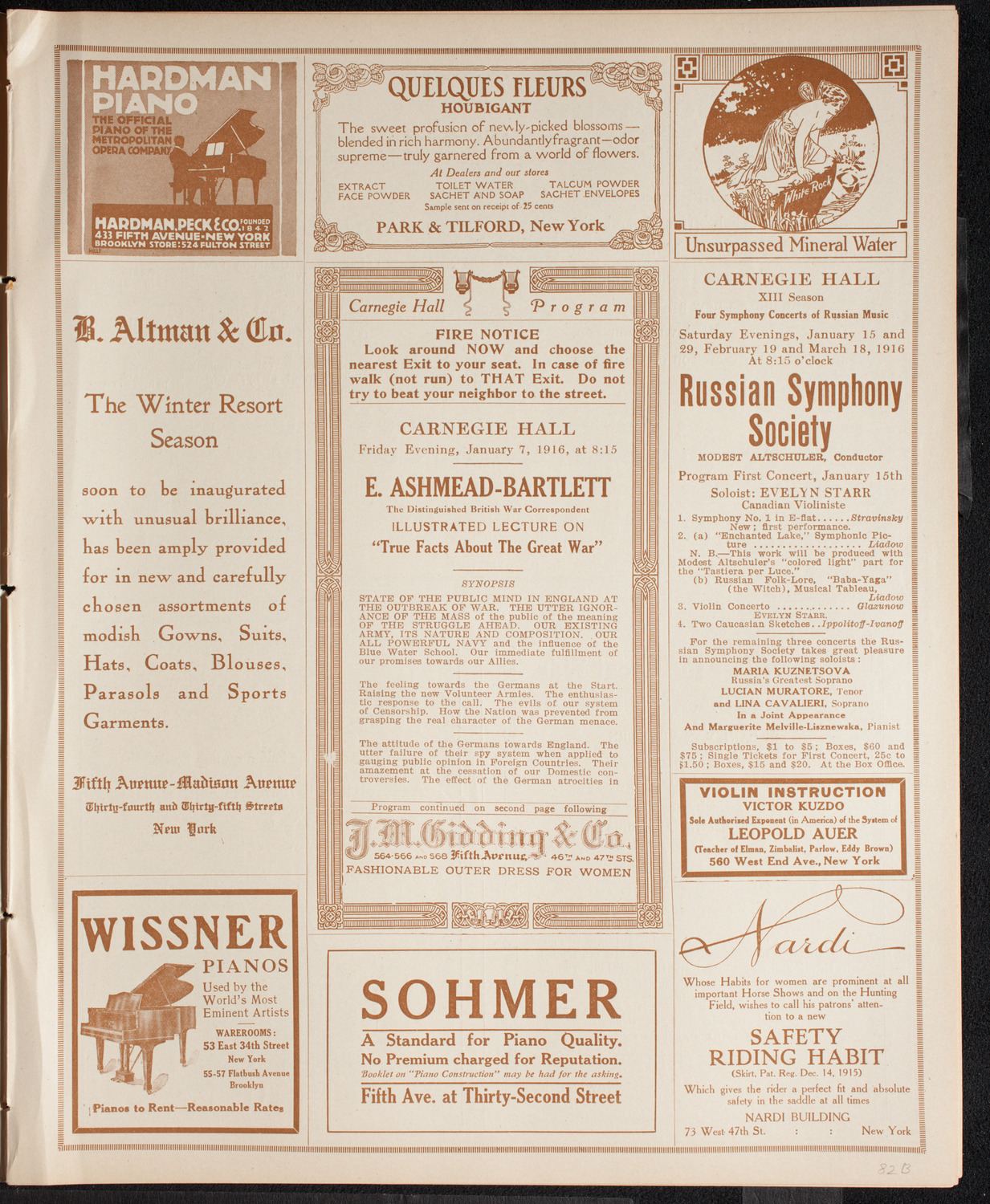 Lecture by Ellis Ashmead-Bartlett, January 7, 1916, program page 5