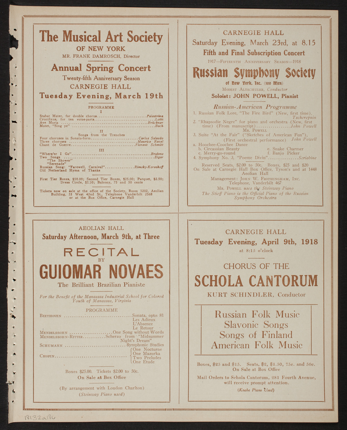 Russian Symphony Society of New York, March 2, 1918, program page 11