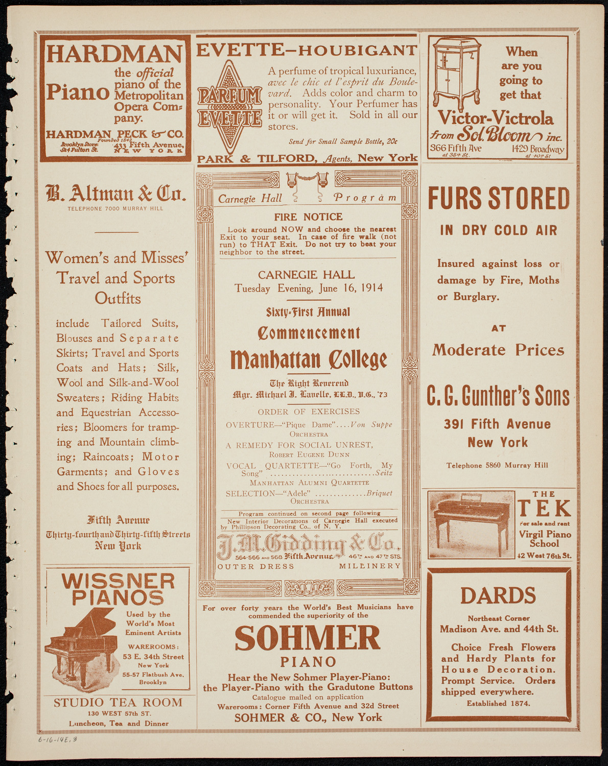 Graduation: Manhattan College, June 16, 1914, program page 5