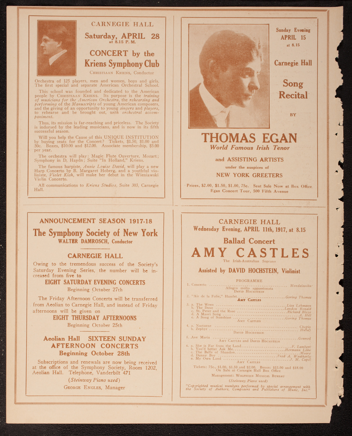 Irish Republic Anniversary Concert: Clan-na-Gael and Cumann-na-mBan, Inc., April 8, 1917, program page 8