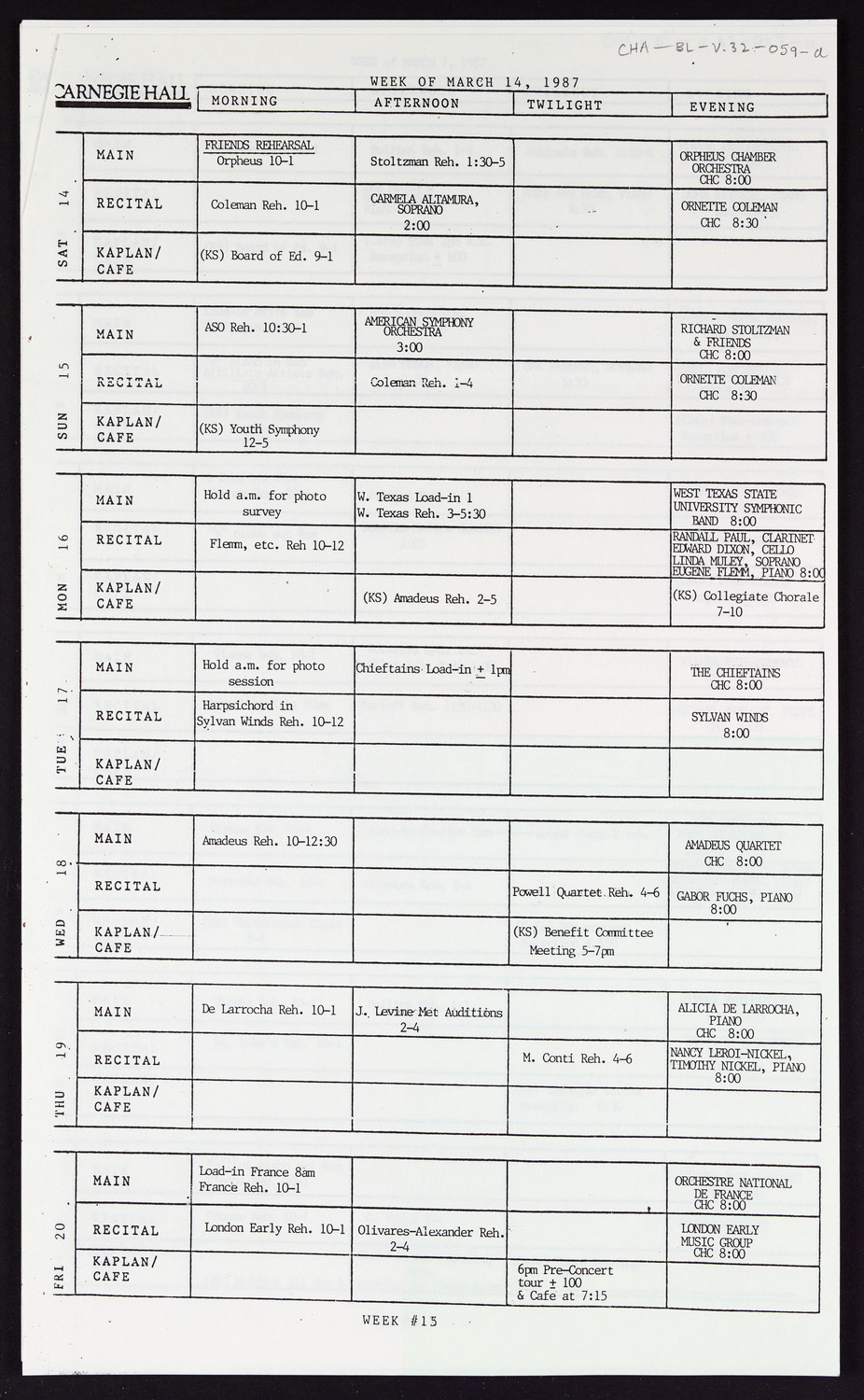 Carnegie Hall Booking Ledger, volume 32, page 59a