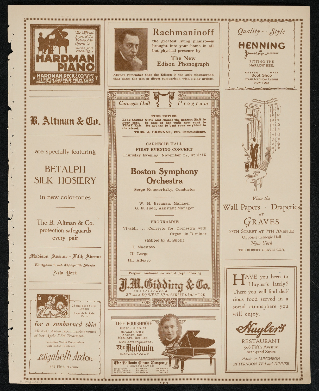 Boston Symphony Orchestra, November 27, 1924, program page 5