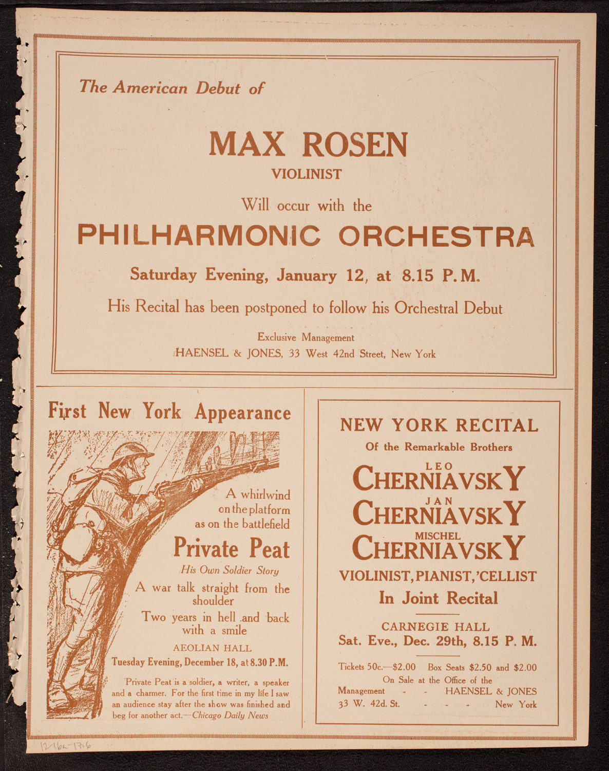 New York Philharmonic, December 16, 1917, program page 11
