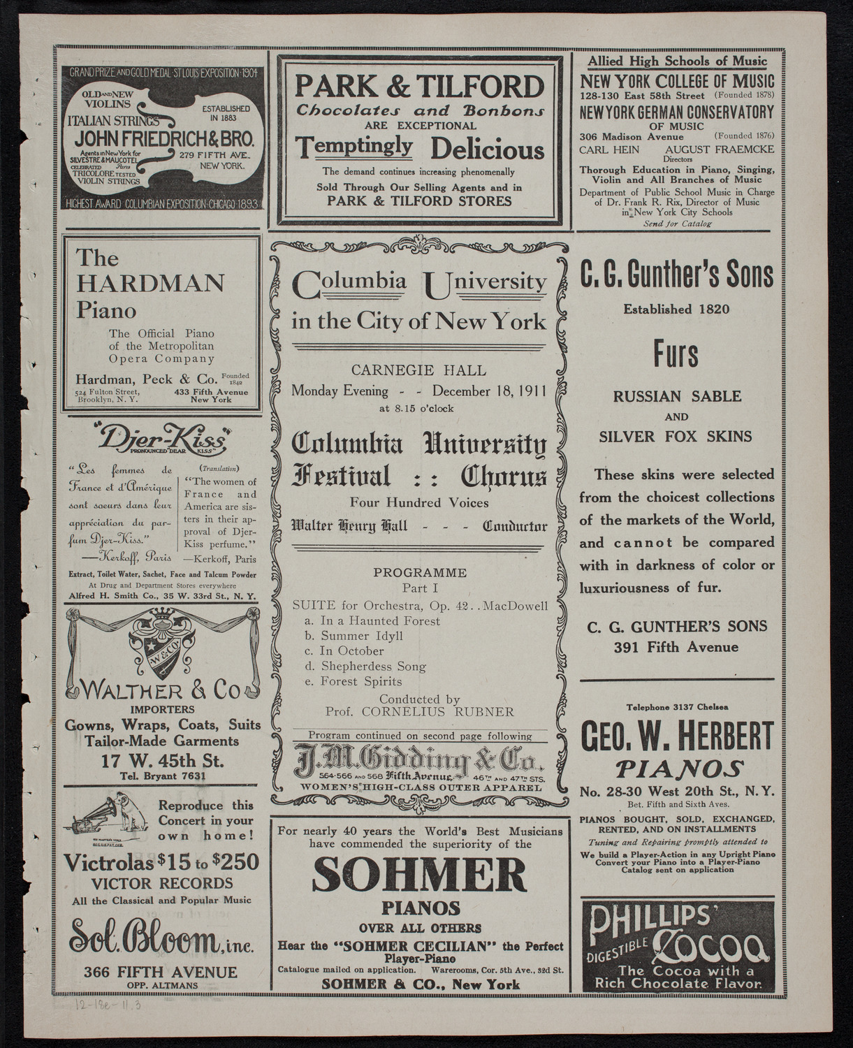 Columbia University Festival Chorus, December 18, 1911, program page 5