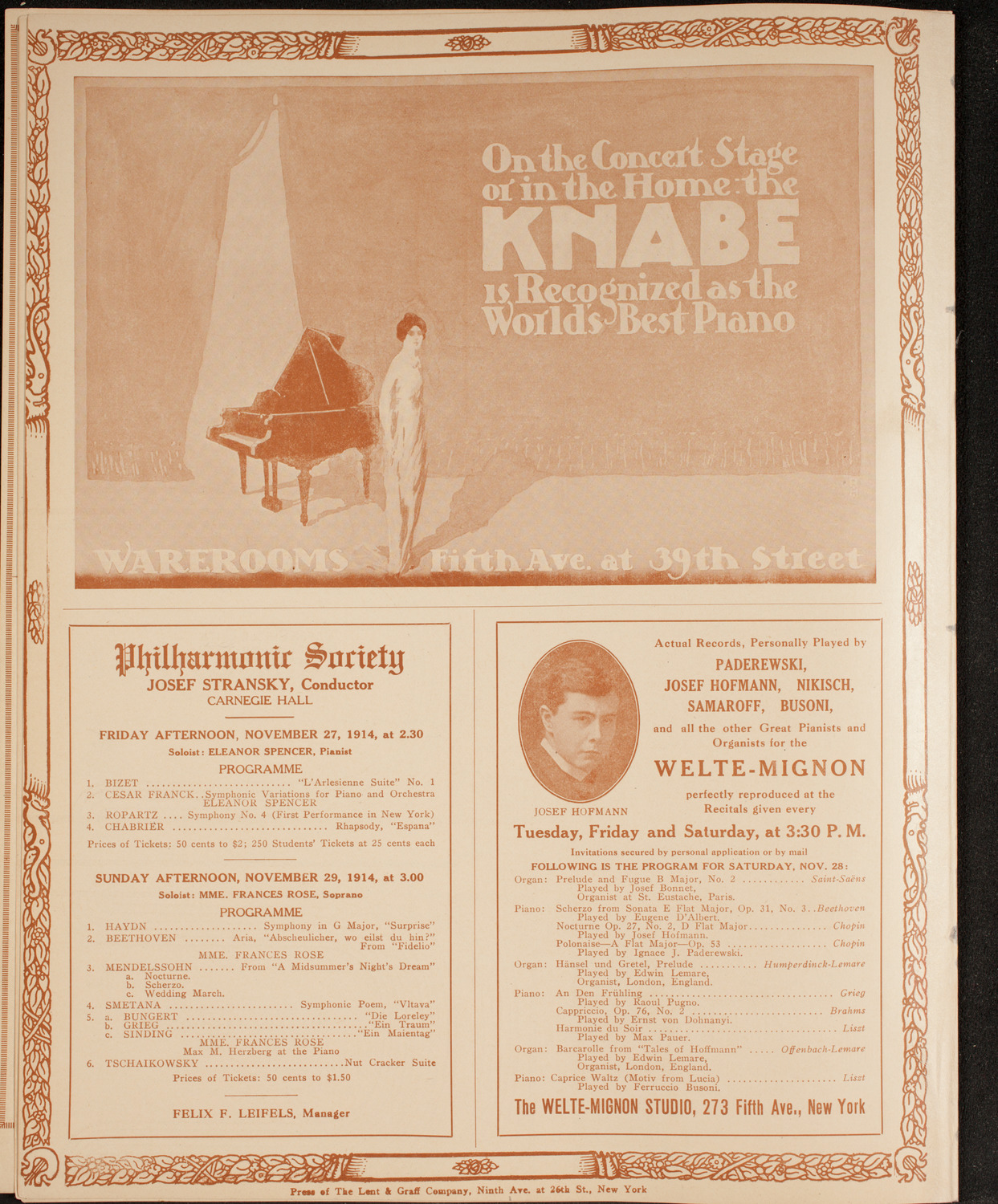 Arrigo Serato, Violin, November 25, 1914, program page 12