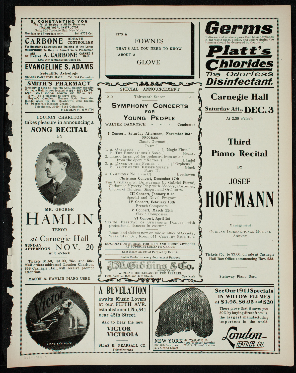 New York Philharmonic, November 13, 1910, program page 9