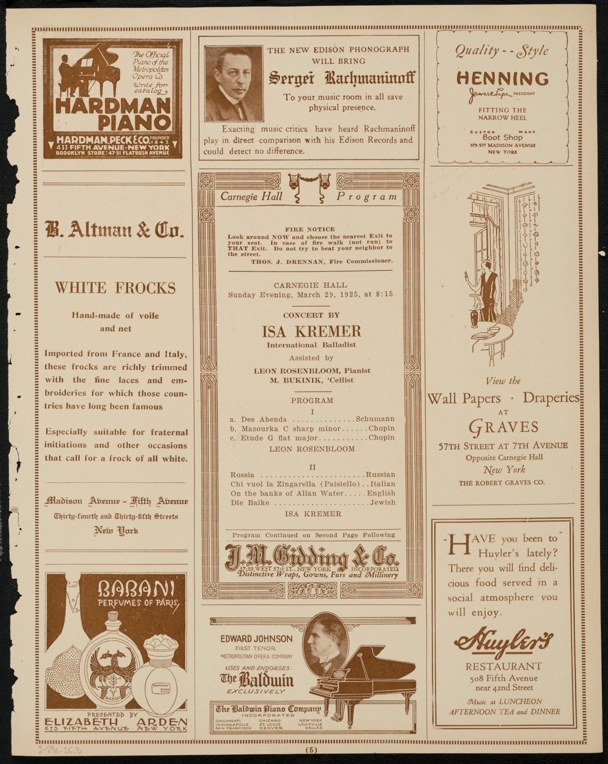 Isa Kremer, Soprano, March 29, 1925, program page 5